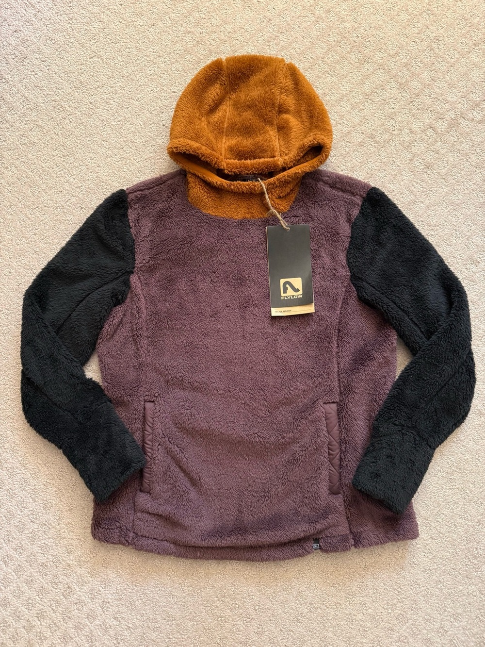 Flylow Women’s Felice Hoodie Sherpa Pullover Colorblock Ski Hoodie Plush Warm L